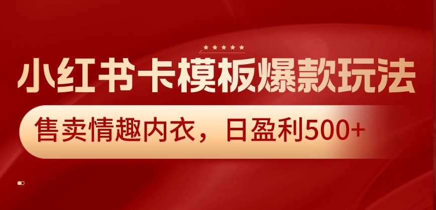 小红书卡模板爆款玩法，售卖情趣内衣，日盈利500+-恒创联盟资源网
