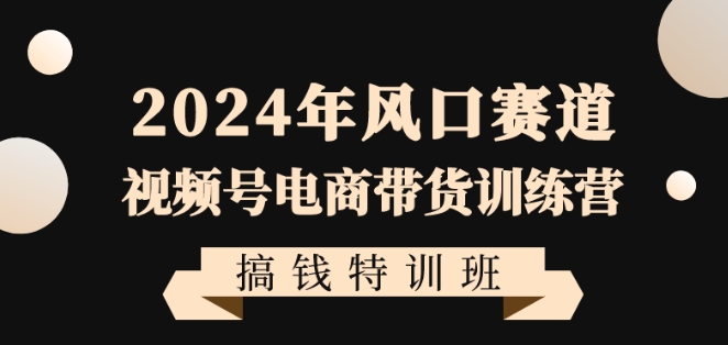 2024年风口赛道视频号电商带货训练营搞钱特训班，带领大家快速入局自媒体电商带货-恒创联盟资源网