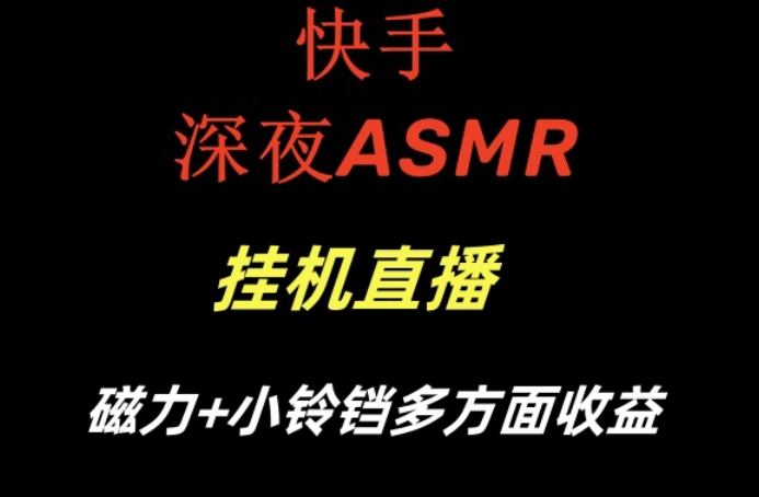 快手深夜性感ASMR挂机直播，磁力+小铃铛收益（附带工具和5G素材）-恒创联盟资源网