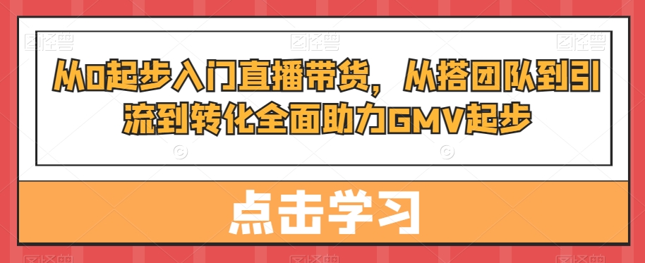 从0起步入门直播带货,从搭团队到引流到转化全面助力GMV起步-恒创联盟资源网