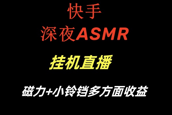 (8757期)快手深夜ASMR挂机直播磁力+小铃铛多方面收益-恒创联盟资源网