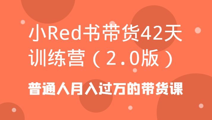 小Red书带货42天训练营（2.0版）普通人月入过万的带货课-恒创联盟资源网