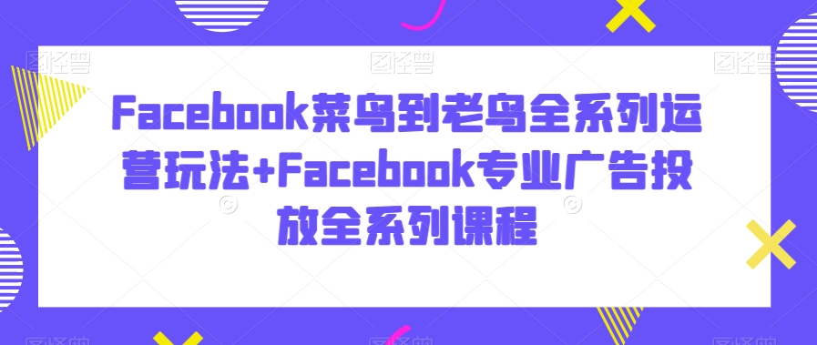 Facebook菜鸟到老鸟全系列运营玩法+Facebook专业广告投放全系列课程-恒创联盟资源网