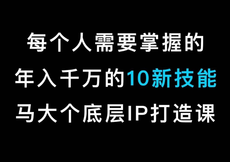 马大个的IP底层逻辑课,每个人需要掌握的年入千万的10新技能,约会底层IP打造方法!-恒创联盟资源网