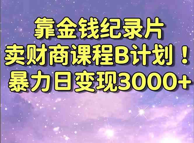 （8944期）靠金钱纪录片卖财商课程B计划！暴力日变现3000+，喂饭式干货教程！-恒创联盟资源网