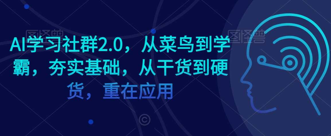 AI学习社群2.0，从菜鸟到学霸，夯实基础，从干货到硬货，重在应用-恒创联盟资源网