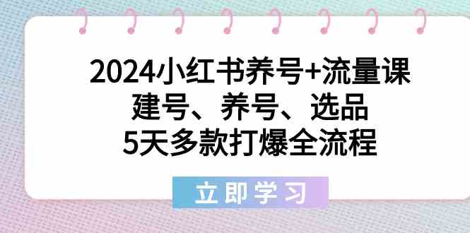 (8974期)2024小红书养号+流量课:建号、养号、选品,5天多款打爆全流程-恒创联盟资源网