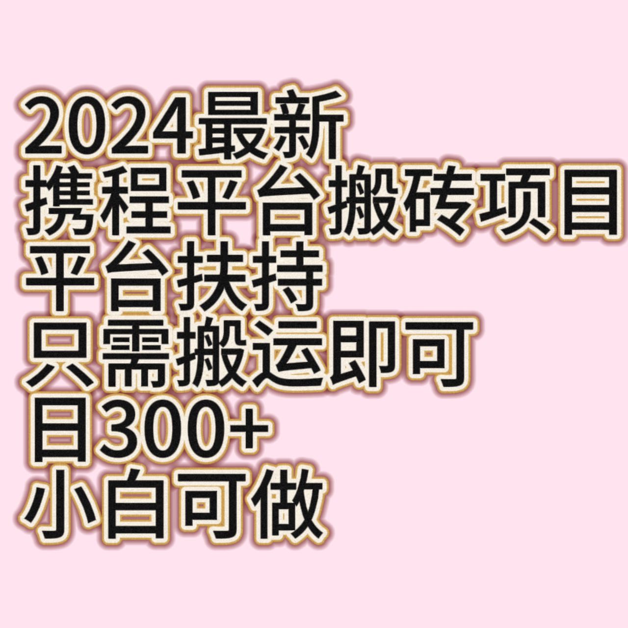 2024最新携程平台搬砖项目，平台扶持只需搬运即可，日300+，小白可做-恒创联盟资源网