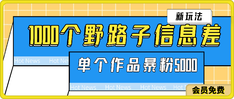 最新《1000个野路子信息差》新玩法，文字视频，单个作品暴粉5000+，小白轻松上手-恒创联盟资源网