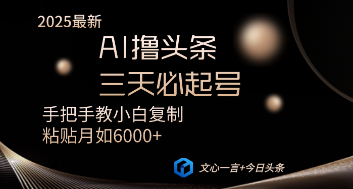 AI撸头条三天必起号手把手教小白复制粘贴月入6000+教程-恒创联盟资源网