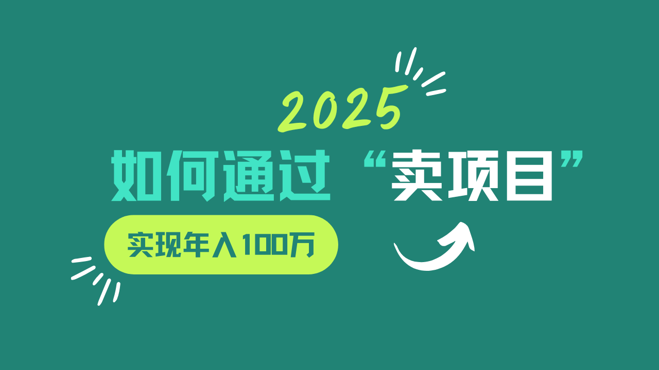 2025年如何通过“卖项目”实现年入100w-恒创联盟资源网