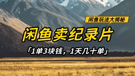 闲鱼卖纪录片1单3块钱,1天几十单,项目稳定有潜力-恒创联盟资源网
