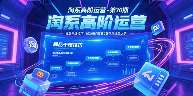 淘系高阶运营-第70期，标品干爆技巧，解决难点策略，大佬操盘方法-恒创联盟资源网