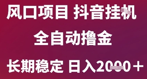 风口项目，六月最新玩法抖音无人挂G，全自动撸金，长期稳定 日入2k+【揭秘】-恒创联盟资源网