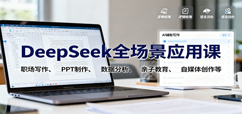 DeepSeek全场景应用课:职场写作、 PPT制作、数据分析、亲子教育、自媒体创作等-恒创联盟资源网