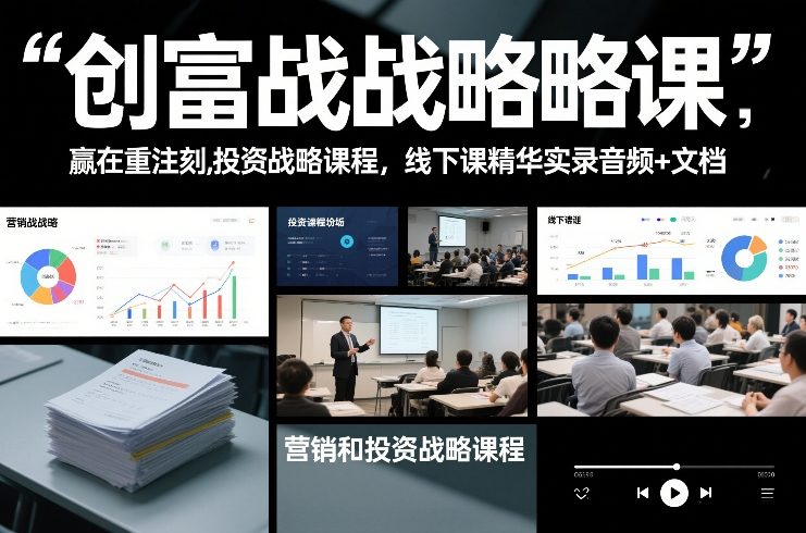 创富战略课，赢在重注时刻，营销和投资战略课程，线下课精华实录音频+文档-恒创联盟资源网