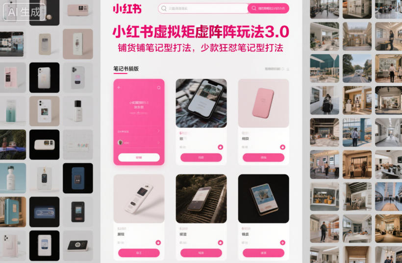 小红书虚拟矩阵玩法3.0,铺货铺笔记型打法,少款狂怼笔记型打法-恒创联盟资源网