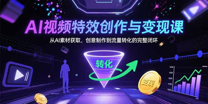 AI视频特效创作与变现课：从AI素材获取、创意制作到流量转化的完整闭环-恒创联盟资源网