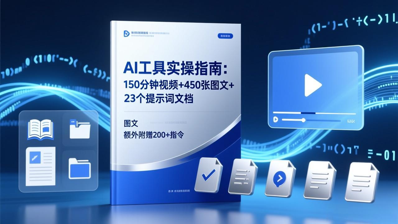 AI工具实操指南：150分钟视频+450张图文+23个提示词文档，额外附赠200+指令-恒创联盟资源网