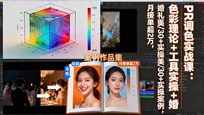 PR调色实战课：色彩理论+工具实操+婚礼医美/30+实操案例，月接单超2万-恒创联盟资源网