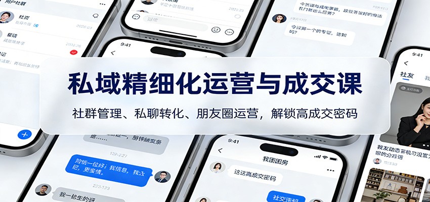 私域精细化运营与成交课：社群管理、私聊转化、朋友圈运营，解锁高成交密码-恒创联盟资源网