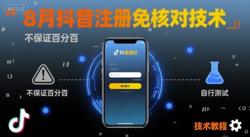 8月抖音注册免核对技术，不保证百分百，自测-恒创联盟资源网