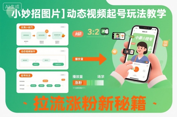 小妙招图片＋动态视频起号玩法教学，拉流涨粉新秘籍-恒创联盟资源网