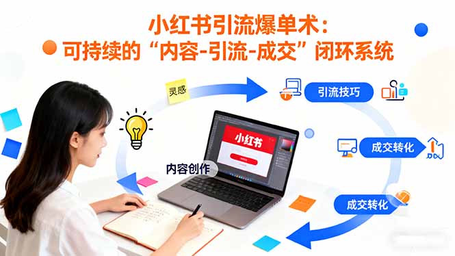 小红书引流爆单术:构建一套低成本 可持续的“内容-引流-成交”闭环系统-恒创联盟资源网