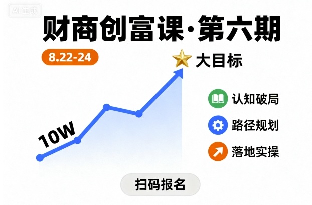 财商创富课第六期8月22-24号，如何从10W起步，一步步实现大目标-恒创联盟资源网