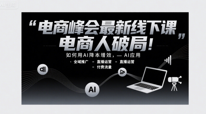 电商峰会最新线下课,电商人破局,如何用AI降本增效,AI应用-全域推广-直播运营-付费流量-恒创联盟资源网