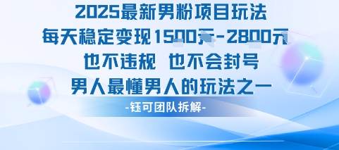 2025最新男粉项目玩法每天变现1k+也不违规也不会封号男人最懂男人的玩法-恒创联盟资源网