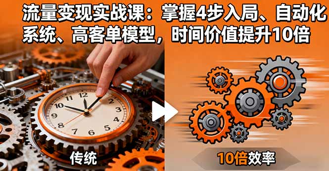 流量变现实战课：掌握4步入局、自动化系统、高客单模型，时间价值提升10倍-恒创联盟资源网