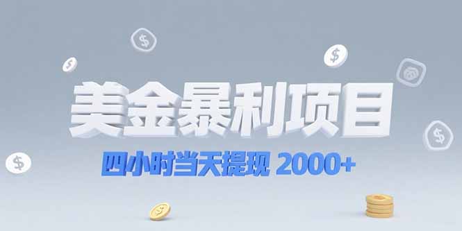 美金暴利项目，四小时当天提现 2000+机会留给会选赛道的人-恒创联盟资源网