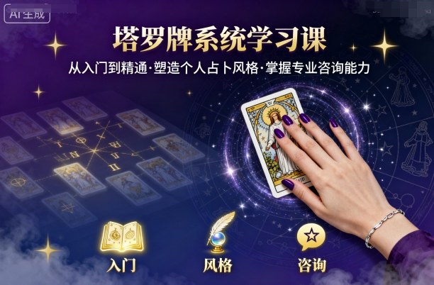 塔罗牌系统学习课，助你从入门到精通，塑造个人占卜风格，掌握专业咨询能力-恒创联盟资源网
