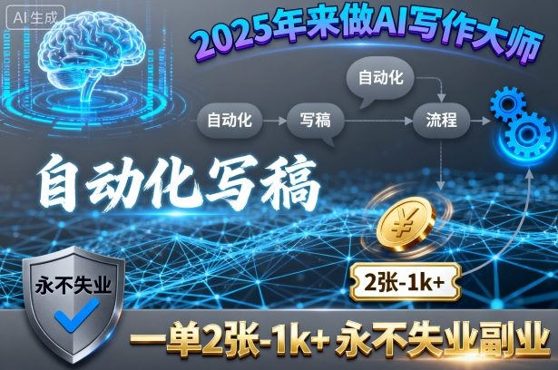 2025年来做AI写作大师，自动化写稿，一单2张-1k+，永不失业副业-恒创联盟资源网