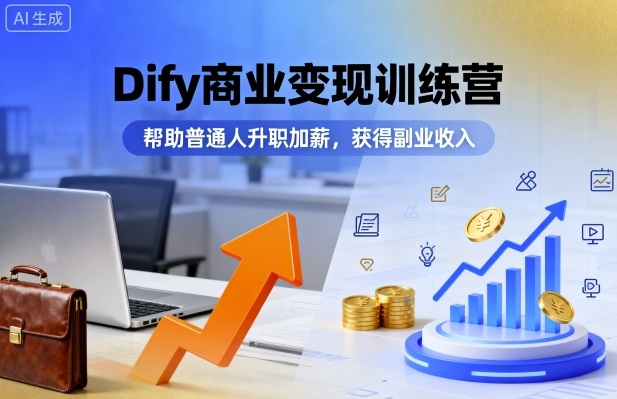 Dify商业变现训练营,帮助普通人升职加薪,获得副业收入-恒创联盟资源网