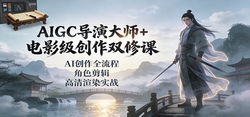 AIGC导演大师+电影级创作双修课:AI创作全流程、角色剪辑、高清渲染实战-恒创联盟资源网