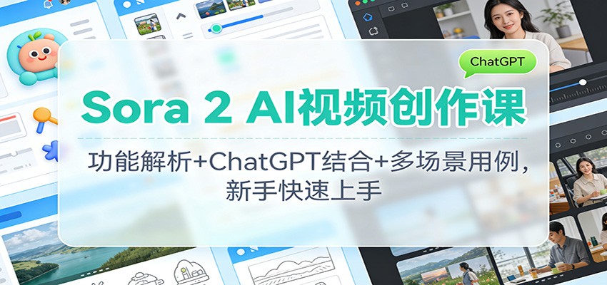 Sora 2 AI视频创作课：功能解析+ChatGPT结合+多场景用例，新手快速上手-恒创联盟资源网