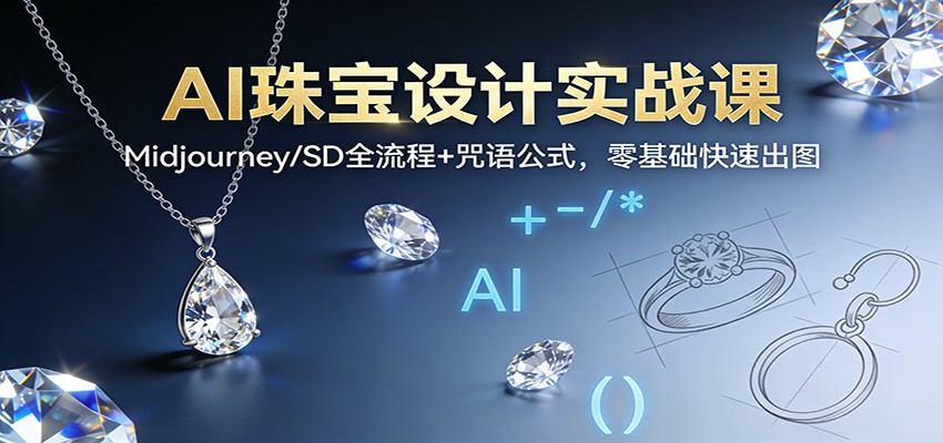 AI珠宝设计实战课：Midjourney/SD全流程+咒语公式，零基础快速出图-恒创联盟资源网