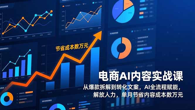 电商AI内容实战课，从爆款拆解到转化文案，AI全流程赋能，解放人力，单月节省内容成本数万元-恒创联盟资源网