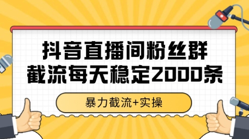 抖音直播间粉丝群暴力截流,一台电脑每天稳定2000条数据【揭秘】-恒创联盟资源网