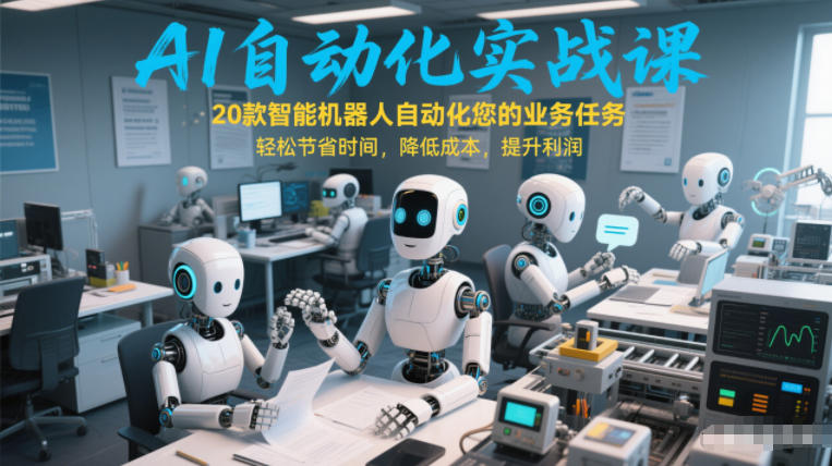 AI自动化实战课：20款智能机器人自动化您的业务任务，轻松节省时间，降低成本，提升利润-恒创联盟资源网