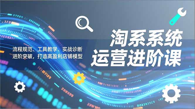 淘系系统运营进阶课2.0,流程规范、工具教学、实战诊断,进阶突破,打造高盈利店铺模型-恒创联盟资源网