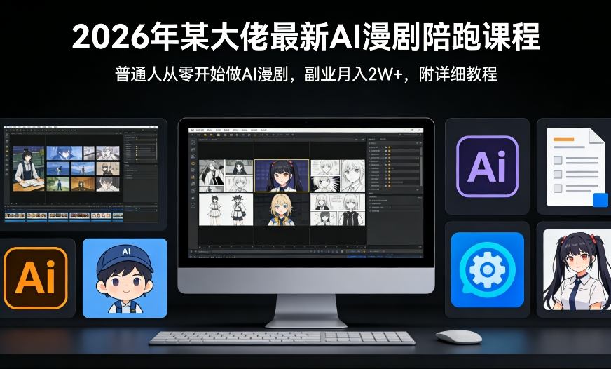 26年某大佬最新Ai漫剧陪跑课程，普通人从零开始做AI漫剧，副业月入2W+-恒创联盟资源网