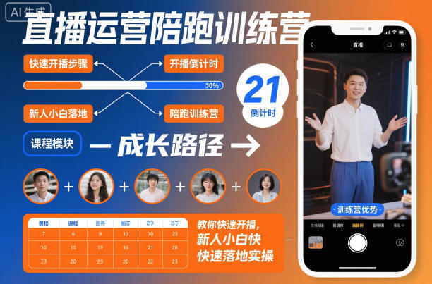 直播运营陪跑训练营，教你快速开播，新人小白快速落地实操-恒创联盟资源网