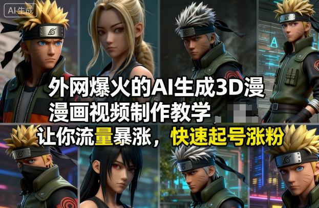 外网爆火的AI生成3D漫画视频制作教学,让你流量暴涨,快速起号涨粉!-恒创联盟资源网