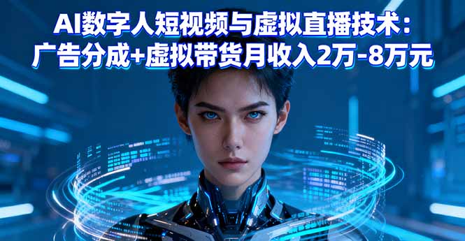 AI数字人短视频与虚拟直播技术：广告分成+虚拟带货月收入2万-8万元-恒创联盟资源网