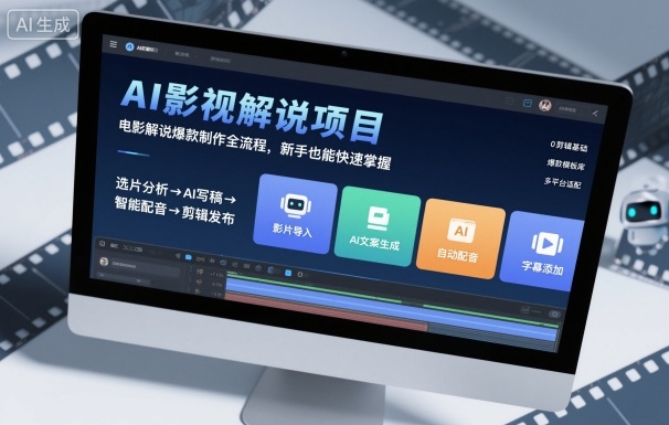 AI影视解说项目,电影解说爆款制作全流程,新手也能快速掌握-恒创联盟资源网