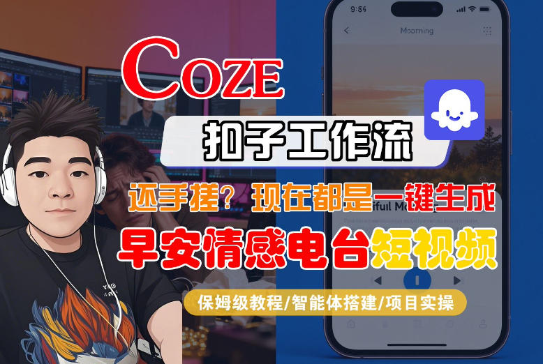 【Coze工作流搭建实操教程】【coze】早安情感电台日签视频还在手动做？用扣子工作流自动生成，省时90%-恒创联盟资源网
