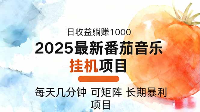 2025年最新番茄音乐人挂机项目,每天几分钟,月入1000+,可矩阵,一台…-恒创联盟资源网